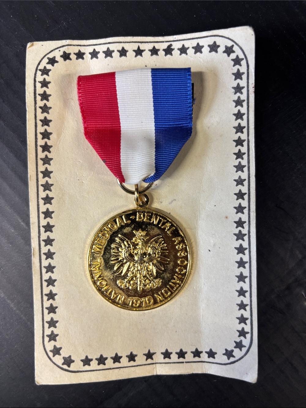 Gold Medical-Dental Association Medal with Red White Blue Ribbon